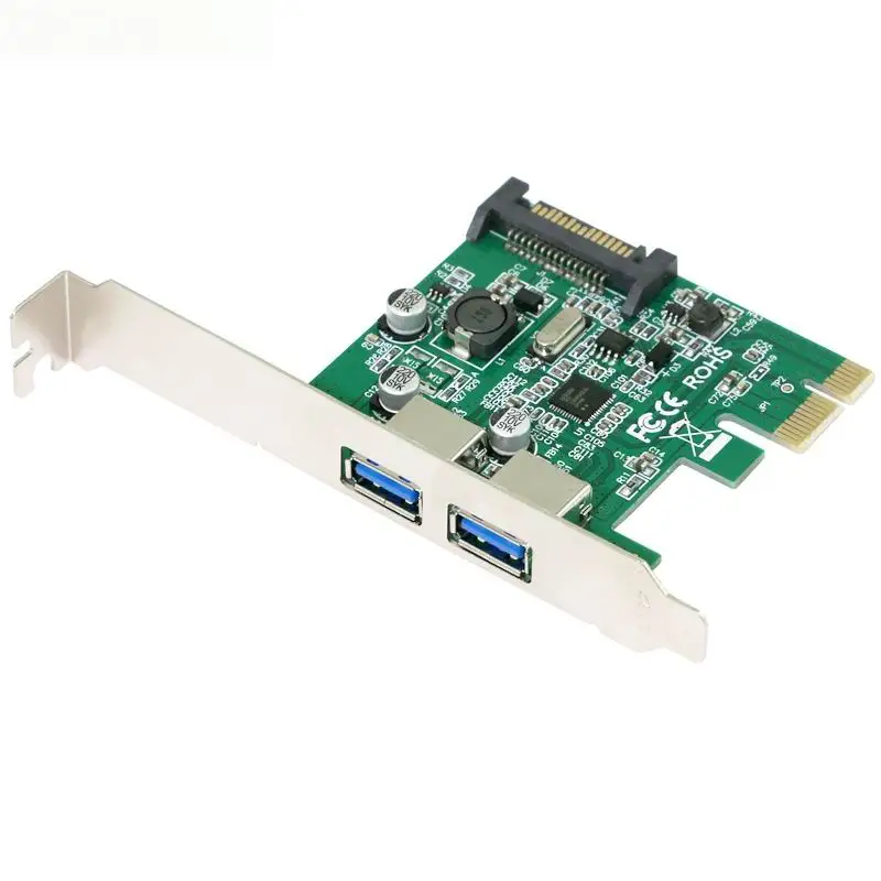 Super rýchlosť 15-Pin Sata Konektor PCI Express Card x1 s USB 3.0 Typ A 2 Porty 2