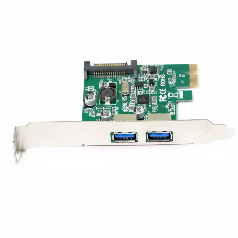 Super rýchlosť 15-Pin Sata Konektor PCI Express Card x1 s USB 3.0 Typ A 2 Porty 3