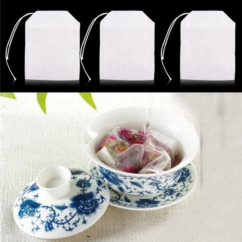 Teabags 5,5 X 7 CM potravinársky Prázdne Parfumované Čajové vrecúška Infuser S Reťazcom Liečiť Tesnenie Filtračný Papier Pre Bylina Sypaného Čaju Bolsas De Te 5