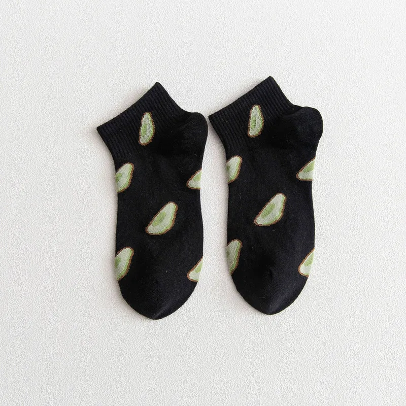 5 Párov Jar Leto Bavlna Cartoon Ženy Ponožky Avokádo Výšivky Priedušná Zábavné Ponožky Harajuku Školské Dievča Členkové Ponožky 2