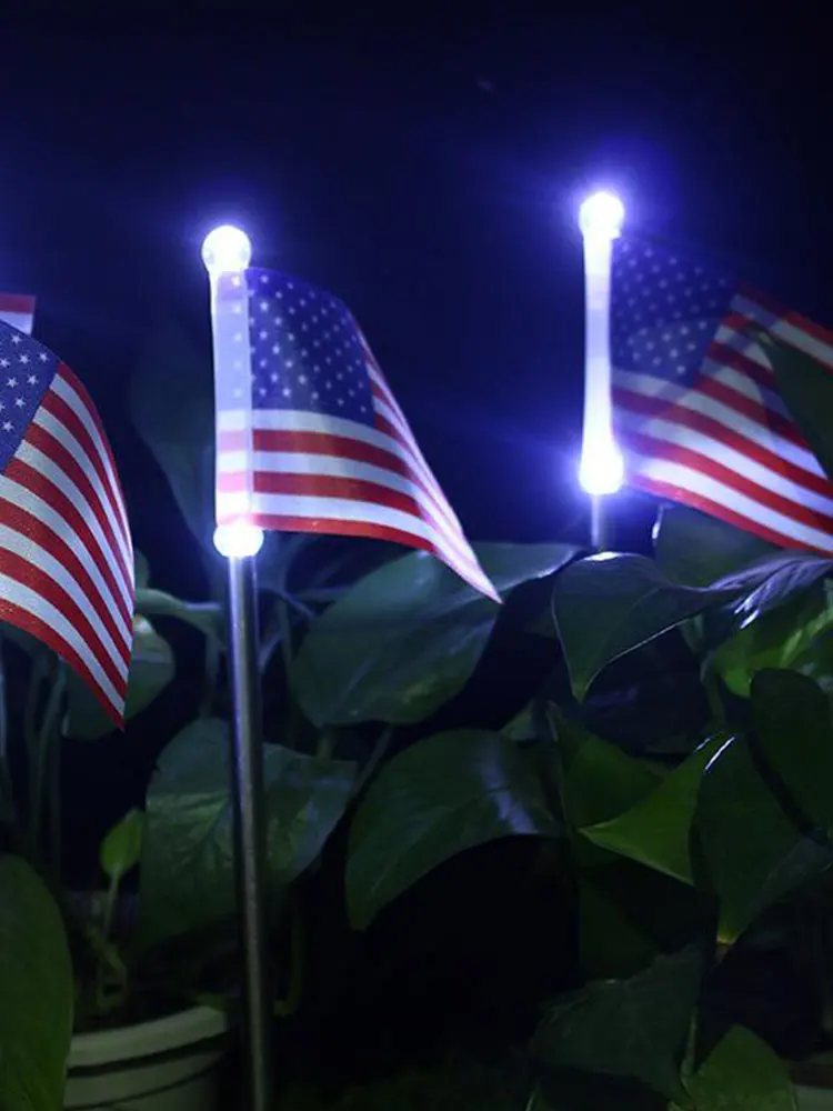 2 KS Americký Deň Nezávislosti Vklad Svetlá Slnečnej Záhrade Americkej Vlajky Cesta Trávnik LED Dekoratívne Lampy Cesty Krajiny Lampa 2