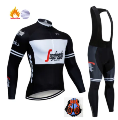 Cyklistický Dres nastaviť Pro Team 2021 Zimné Thermal Fleece Cyklistické Oblečenie Mužov tričko s dlhým Rukávom Bike cyklistické šortky podbradník 9D pad 3