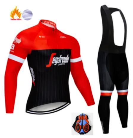 Cyklistický Dres nastaviť Pro Team 2021 Zimné Thermal Fleece Cyklistické Oblečenie Mužov tričko s dlhým Rukávom Bike cyklistické šortky podbradník 9D pad 4