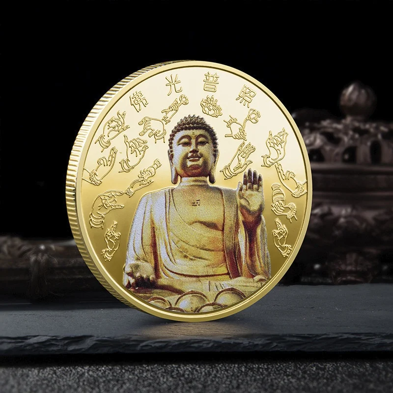 Buddha je Milosť Osvetľuje Všetky Bytosti, Života Slang Pamätné Mince Tathagáta Budha Maľované Odznak Tradičná Čínština 0
