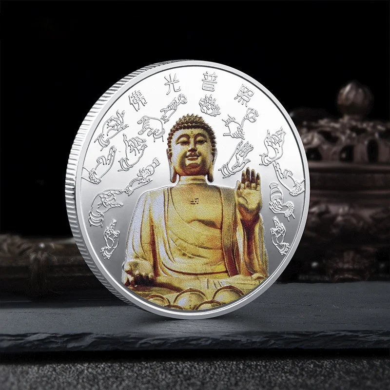 Buddha je Milosť Osvetľuje Všetky Bytosti, Života Slang Pamätné Mince Tathagáta Budha Maľované Odznak Tradičná Čínština 1