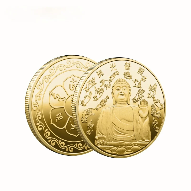 Buddha je Milosť Osvetľuje Všetky Bytosti, Života Slang Pamätné Mince Tathagáta Budha Maľované Odznak Tradičná Čínština 2