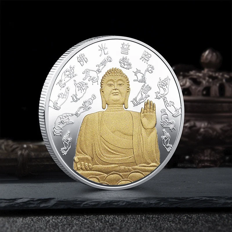 Buddha je Milosť Osvetľuje Všetky Bytosti, Života Slang Pamätné Mince Tathagáta Budha Maľované Odznak Tradičná Čínština 3