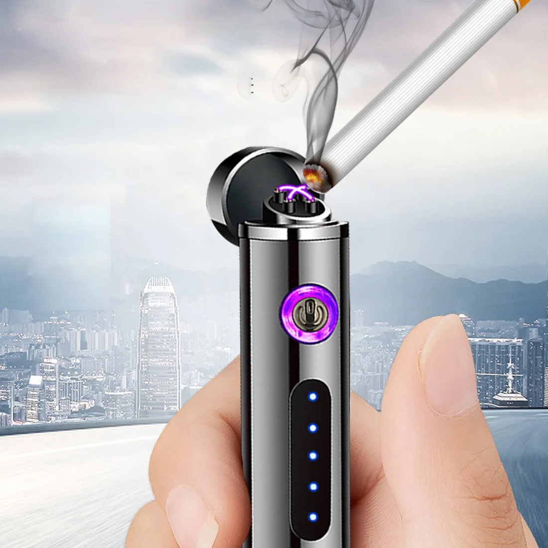 Elektrické Zapaľovače Dual Arc Vetru Plazma Dobíjacie USB Duševné Ľahšie hqd Jednorazové Fajčenie Cigariet Gadgets Pre Mužov 1