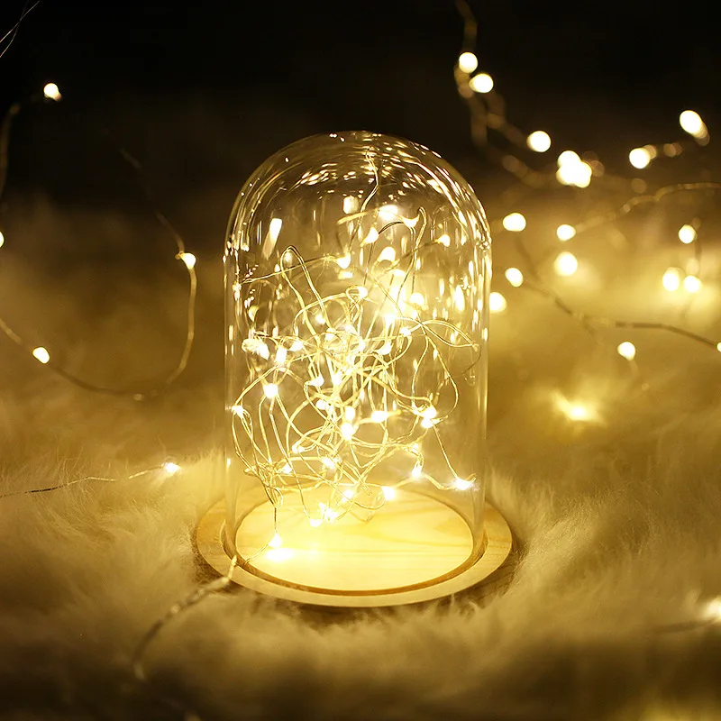 LED 2M Medi String Lampa Hviezdna Korálky DIY Víla Svetlo 20 Led, Silver Kábel Teplá Biela Nepremokavé Svadobné Party Domáce Dekorácie 1