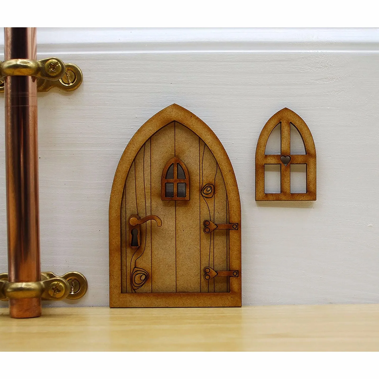Domček pre bábiky Miniatúrne Nábytok Spanie DIY 3D Dvere Dekorácie, Drevené Dvere Plavidlá Auta s Kvetinové Deti detský Chlapci Dievčatá Hračky* 0