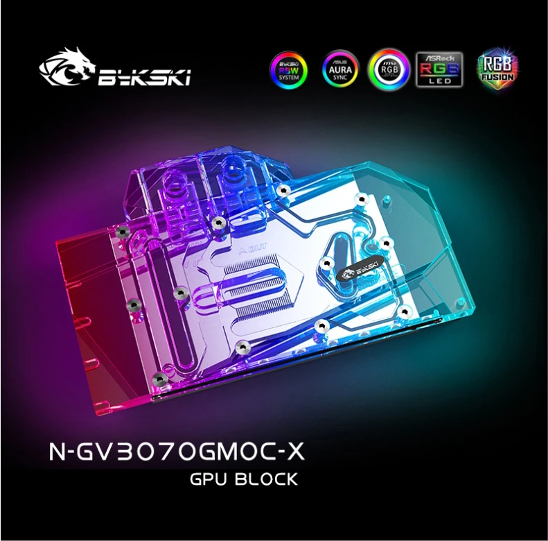 Bykski Vodný Blok Použiť pre GIGABYTE GeForce RTX3060Ti/ 3070 HERNÉ / VISION / EAGLE OC 8G GPU Karta / Úplné Pokrytie Meď Radiátor 1