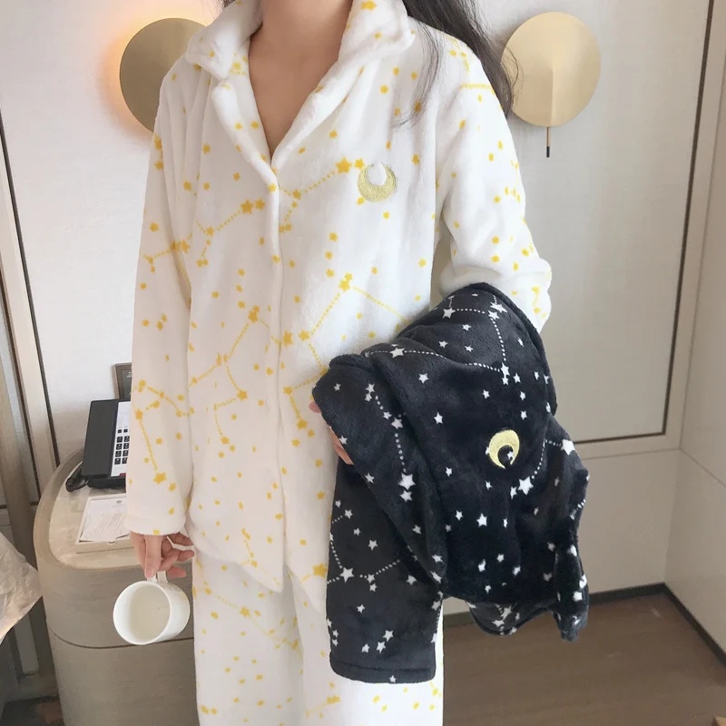 Ženy Zimné Pyžamo Japonskom Anime Sailor Moon Pyžamo Hviezdna Hviezdy Ženy Pijama Coral Fleece Dievčenské Oblečenie Pre Voľný Čas Nightgown 0