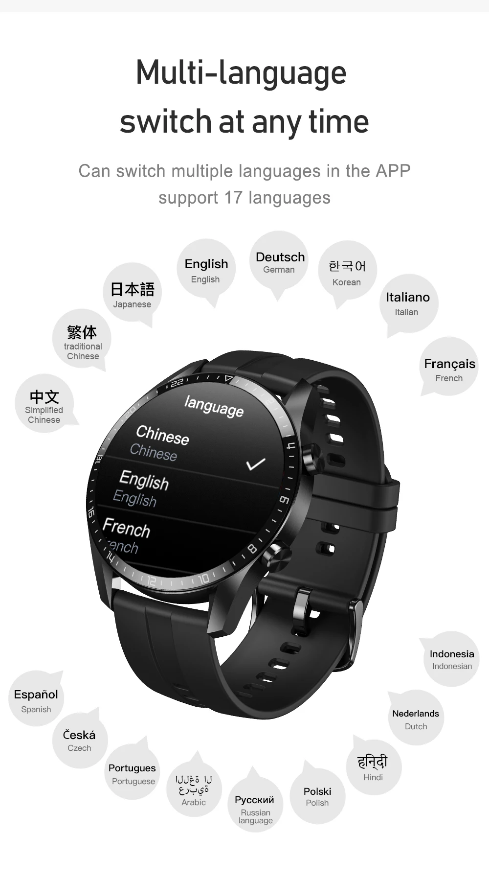 Wellermoz FTF farebný displej 1.28 palcový multi-dial nepremokavé 20-deň vytrvalosť smart športové hodinky 3