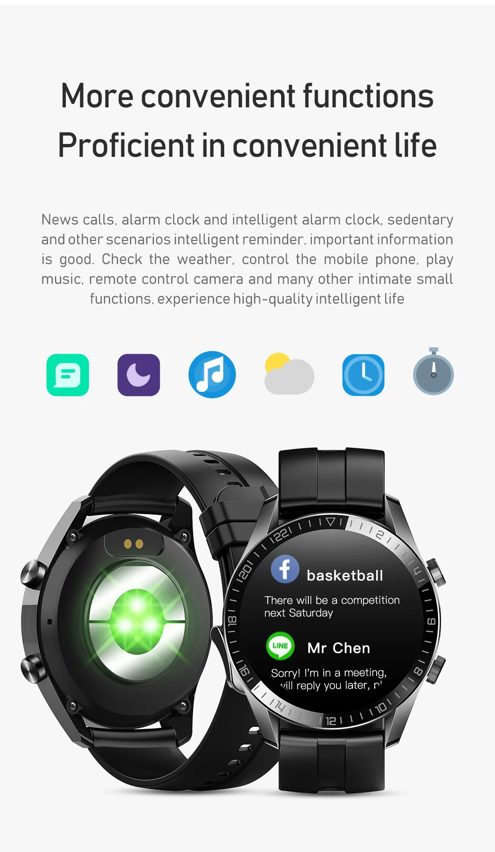 Wellermoz FTF farebný displej 1.28 palcový multi-dial nepremokavé 20-deň vytrvalosť smart športové hodinky 4