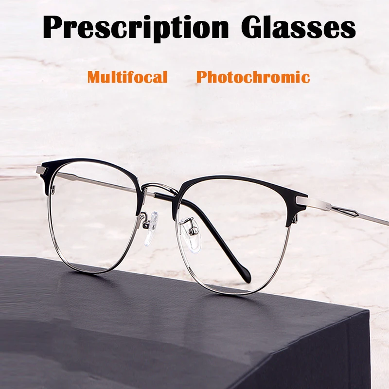 Vlastné Predpis Kontaktné Okuliare Muži Ženy Progresívna Multifokálna Photochromic Krátkozrakosť, Ďalekozrakosť Okuliare Ultra Ľahké CR-39 1