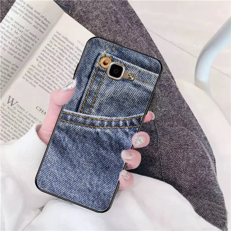 Yinuoda Jeans Style Blue Denim Luxusný Telefón puzdro pre Samsung A50 A70 A40 A6, A8, A7 Plus A20 A30 S7 S8 S9 S10 S20 Plus 2