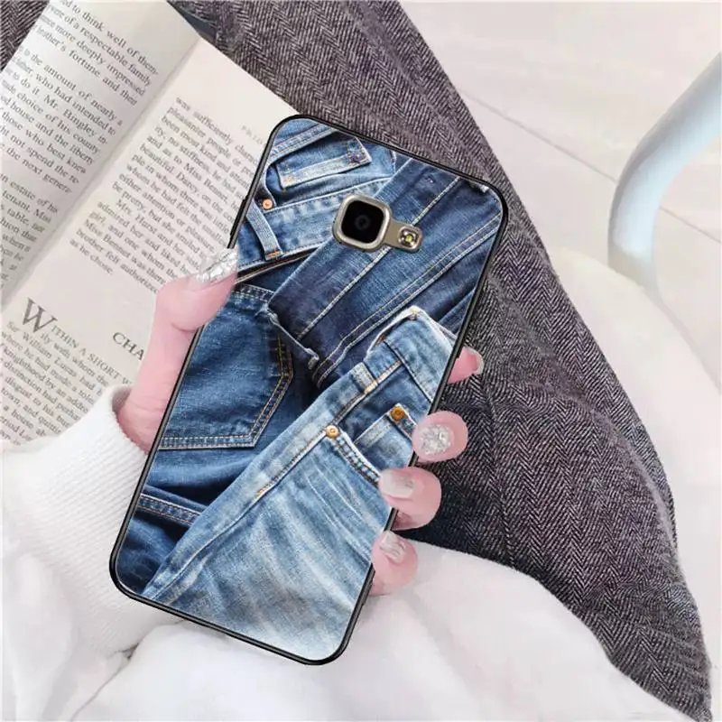 Yinuoda Jeans Style Blue Denim Luxusný Telefón puzdro pre Samsung A50 A70 A40 A6, A8, A7 Plus A20 A30 S7 S8 S9 S10 S20 Plus 3