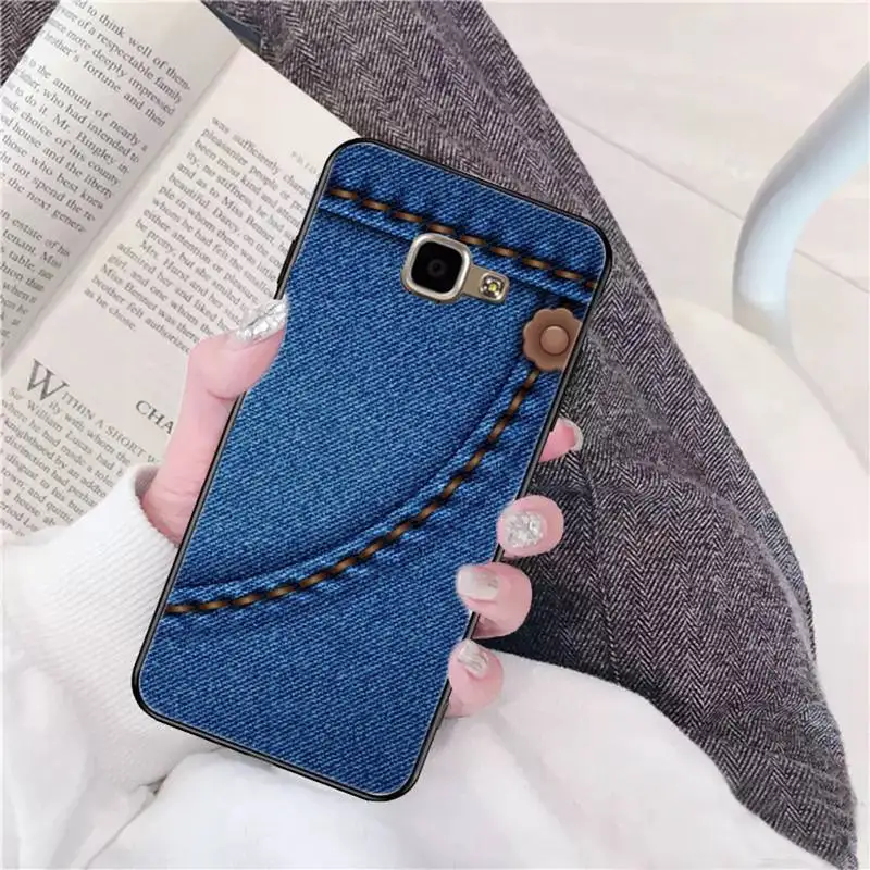 Yinuoda Jeans Style Blue Denim Luxusný Telefón puzdro pre Samsung A50 A70 A40 A6, A8, A7 Plus A20 A30 S7 S8 S9 S10 S20 Plus 4