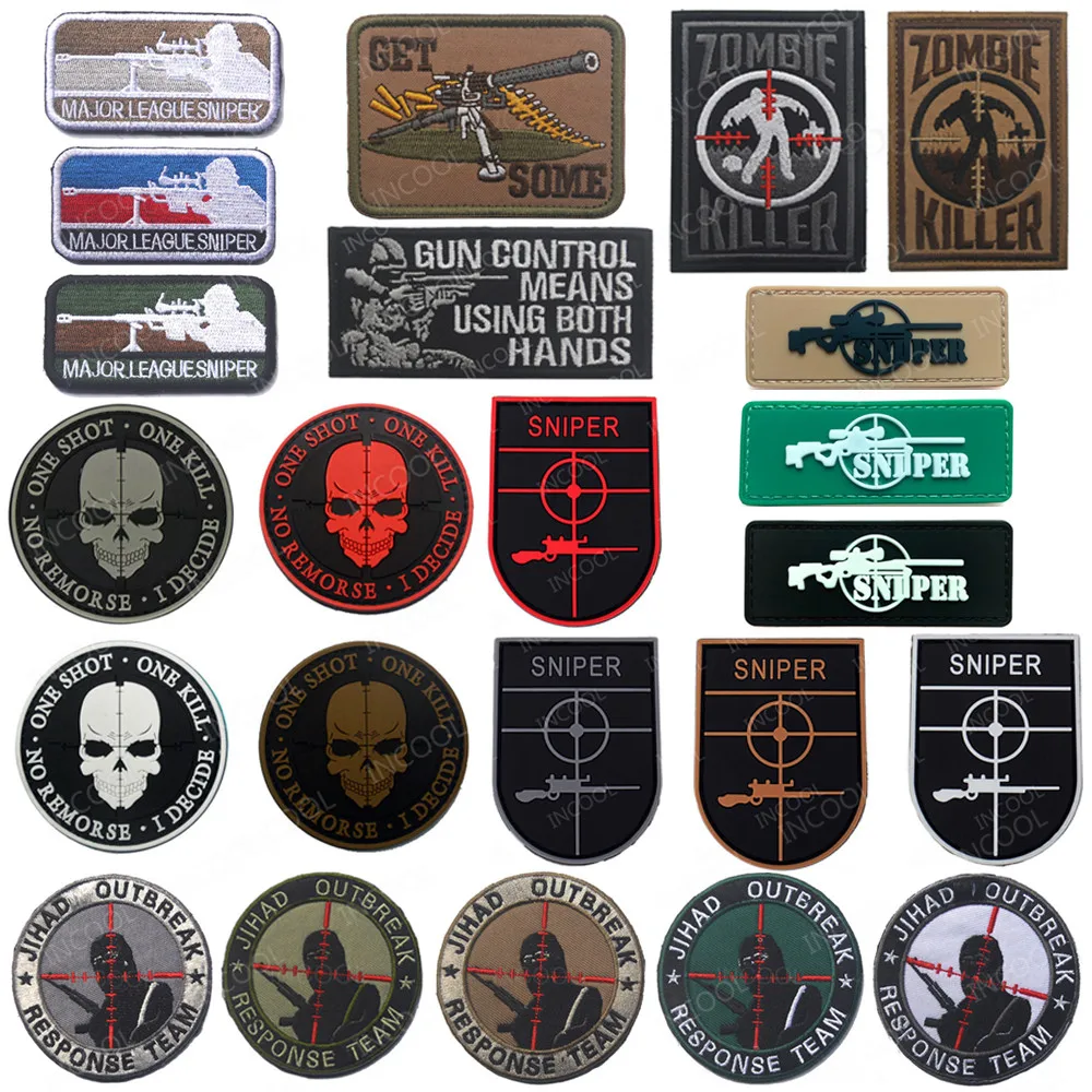 Sniper Vyšívané Škvrny Taktické Armády Vojenské Patch Znak Boja proti Zombie PVC, Gumy Lebky Odznaky Na Odevy Spp Taška 4