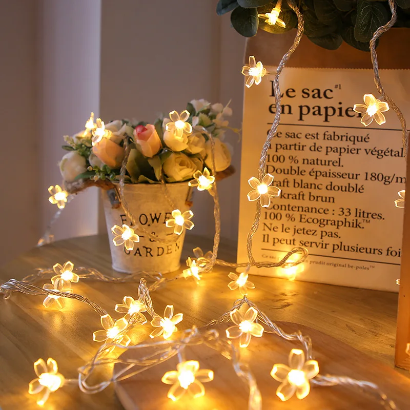 LED Cherry Garland Rozprávkových Svetiel Kvet batériový Nový Rok Svadobné, Vianočné Osvetlenie pre Domáce Vlkovcový Led Svetelné Dekorácie 3