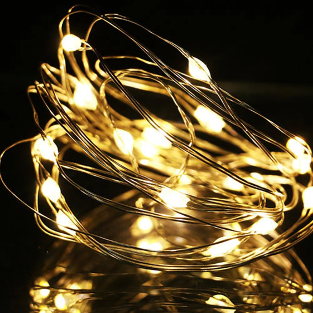 LED Reťazec Osvetlenie Dekoratívne Medený Drôt Lampa Energeticky Úsporné Otvorené Veko Indukčné Lampy Víla Svetla Teplá Biela pre DIY Xmas Party 2