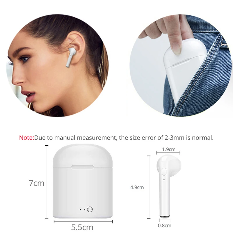 I7s TWS Bezdrôtové Slúchadlá Bluetooth Slúchadlo Vzduchu Slúchadlá Šport Handsfree Headset S Nabíjanie Box Pre Apple iPhone Android 2