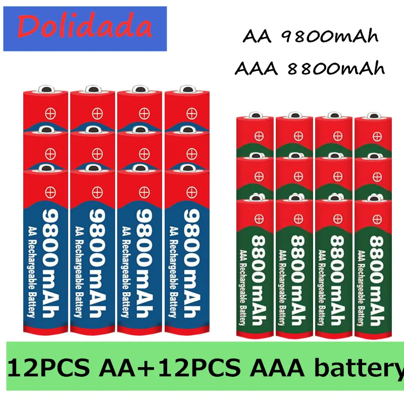 2020 Nové 1,5 V AA 9800 mAh+1,5 V AAA 8800 mAh Alkaline1.5V Nabíjateľná Batéria Pre Hodiny, Hračky, Kamera, batéria 3