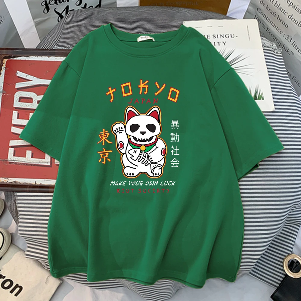 Vytvorte si Vlastné Šťastie Riot Mačka Tshirts Pre Ženy Lete Bežné Krátke Rukávy Topy T-Shirt Ulici Harajuku Módne dámske Tričká 2021 2