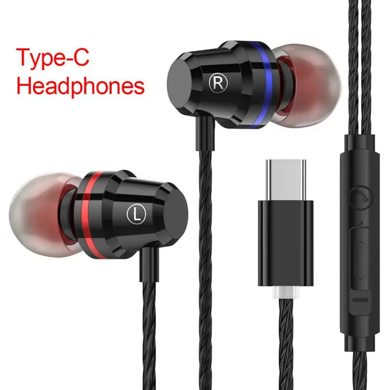 Pre Huawei Typec Basy Zníženie Hluku Mobilný Telefón zátkové chrániče sluchu Slúchadlá Kov Typ-c In-ear Slúchadlá LeTV Proso 6note3MIX2 2