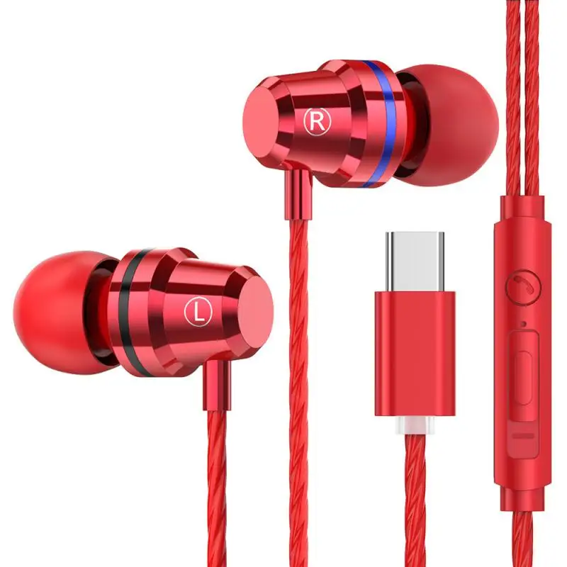Pre Huawei Typec Basy Zníženie Hluku Mobilný Telefón zátkové chrániče sluchu Slúchadlá Kov Typ-c In-ear Slúchadlá LeTV Proso 6note3MIX2 3