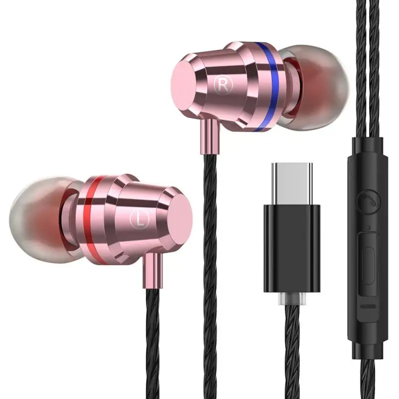 Pre Huawei Typec Basy Zníženie Hluku Mobilný Telefón zátkové chrániče sluchu Slúchadlá Kov Typ-c In-ear Slúchadlá LeTV Proso 6note3MIX2 5