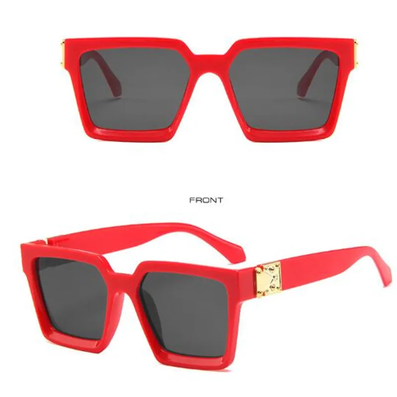 Slnečné okuliare značky luxusné 2021 nové spustenie slnečné okuliare Svetlé čierny štvorec farba zrkadlo Bežné hip-hop slnečné okuliare 0