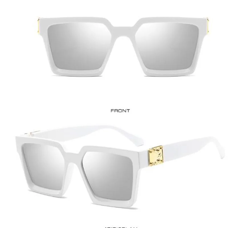 Slnečné okuliare značky luxusné 2021 nové spustenie slnečné okuliare Svetlé čierny štvorec farba zrkadlo Bežné hip-hop slnečné okuliare 2