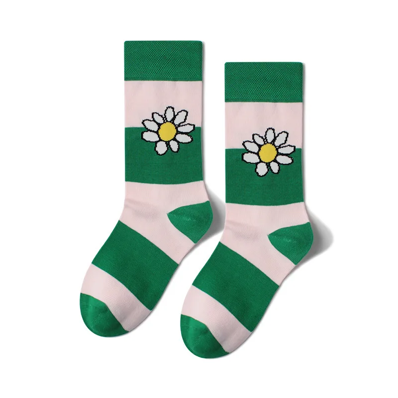 PEONFLY Zábavné kórejský Štýl kvetov Vytlačené Roztomilé Ponožky Happy Ženy Japonský Harajuku Iny Kawaii Ponožky Jar Leto Pre Dámy 3