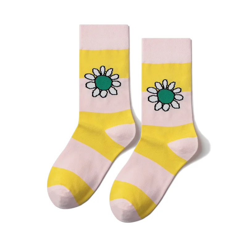 PEONFLY Zábavné kórejský Štýl kvetov Vytlačené Roztomilé Ponožky Happy Ženy Japonský Harajuku Iny Kawaii Ponožky Jar Leto Pre Dámy 4