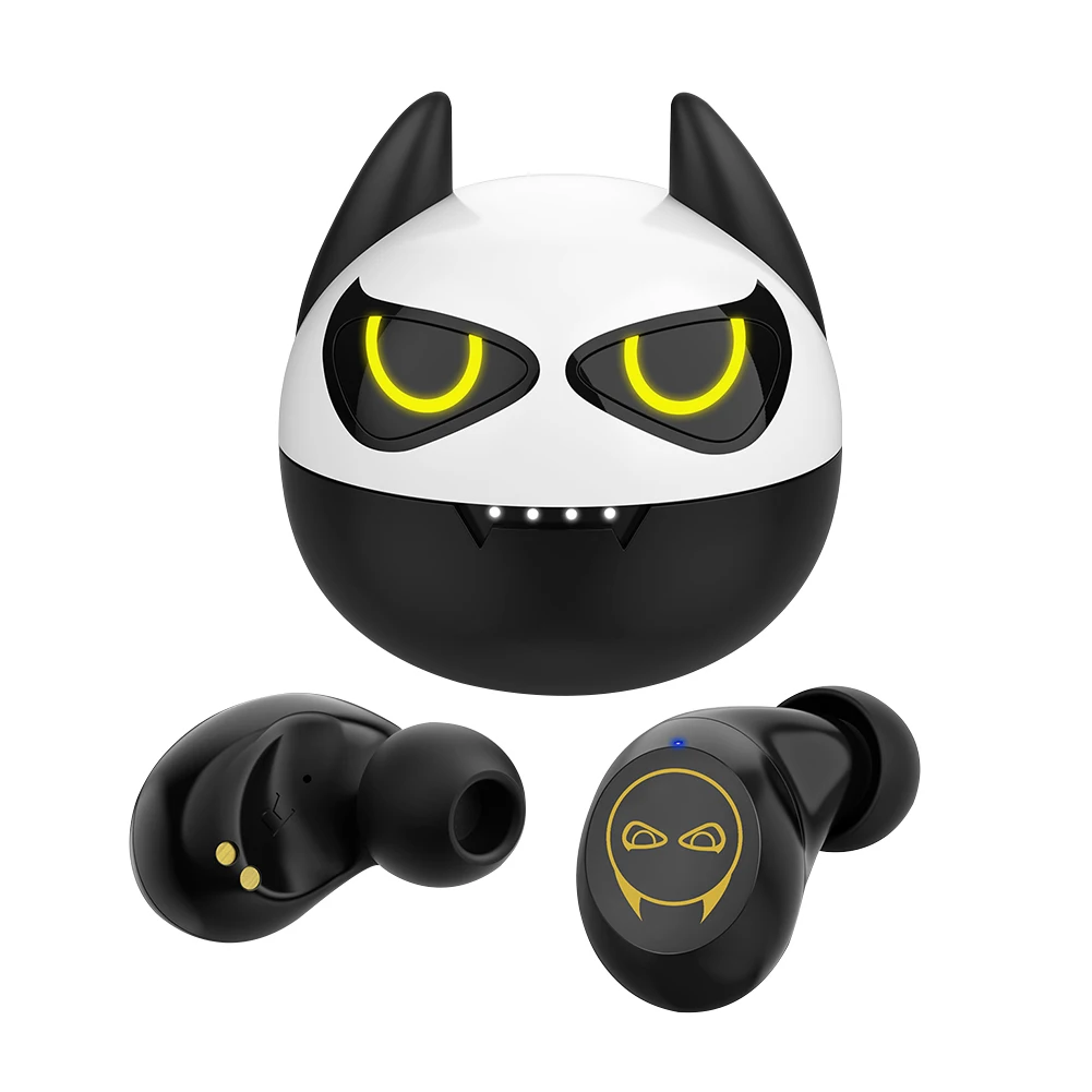 Čierna + Biela ABS + Pletená Čistý Prenosné Audio Pravda Bezdrôtové Slúchadlá ONIKUMA T12 Bluetooth 5.0 Headset s Nabíjanie Prípade 3