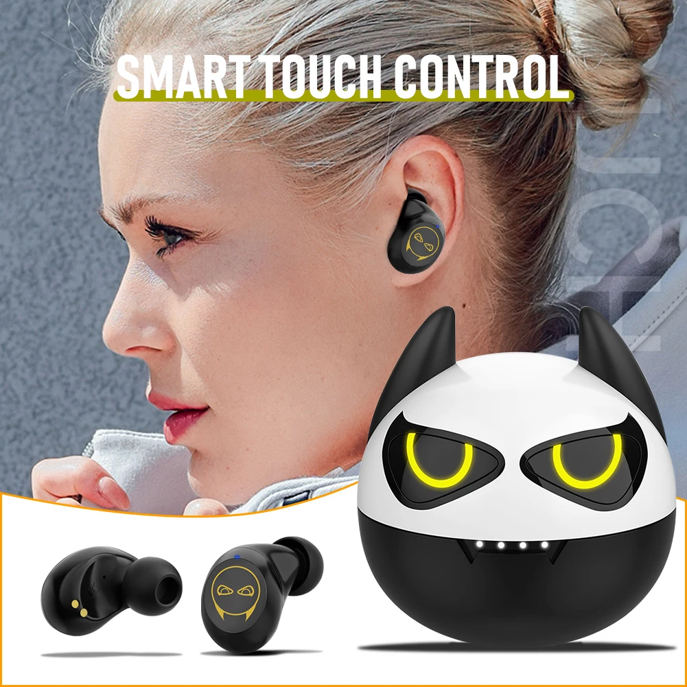 Čierna + Biela ABS + Pletená Čistý Prenosné Audio Pravda Bezdrôtové Slúchadlá ONIKUMA T12 Bluetooth 5.0 Headset s Nabíjanie Prípade 4