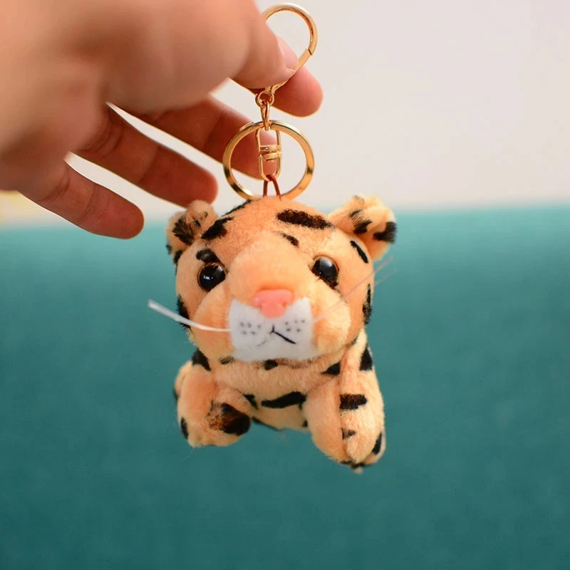 11 cm Reálnom Živote Roztomilý Tiger, Leopard Plyšový Prívesok Hračky Plyšové Lesných Zvierat Bábika kľúčenky Deti Deti Cartoon Darček k Narodeninám 3