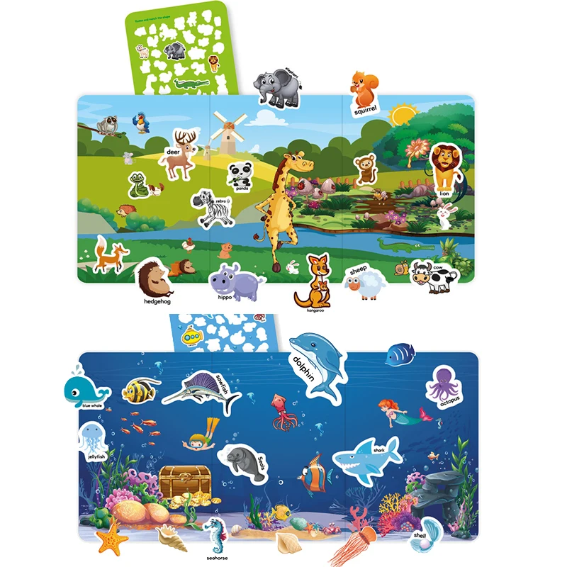 DIY Zábavné Tela Zvierat, Hmyzu Oceánom Nálepky Pre Deti detský Skoro Vzdelávacie Koncentrácia Hry Opakovane Nálepky Hračky 1