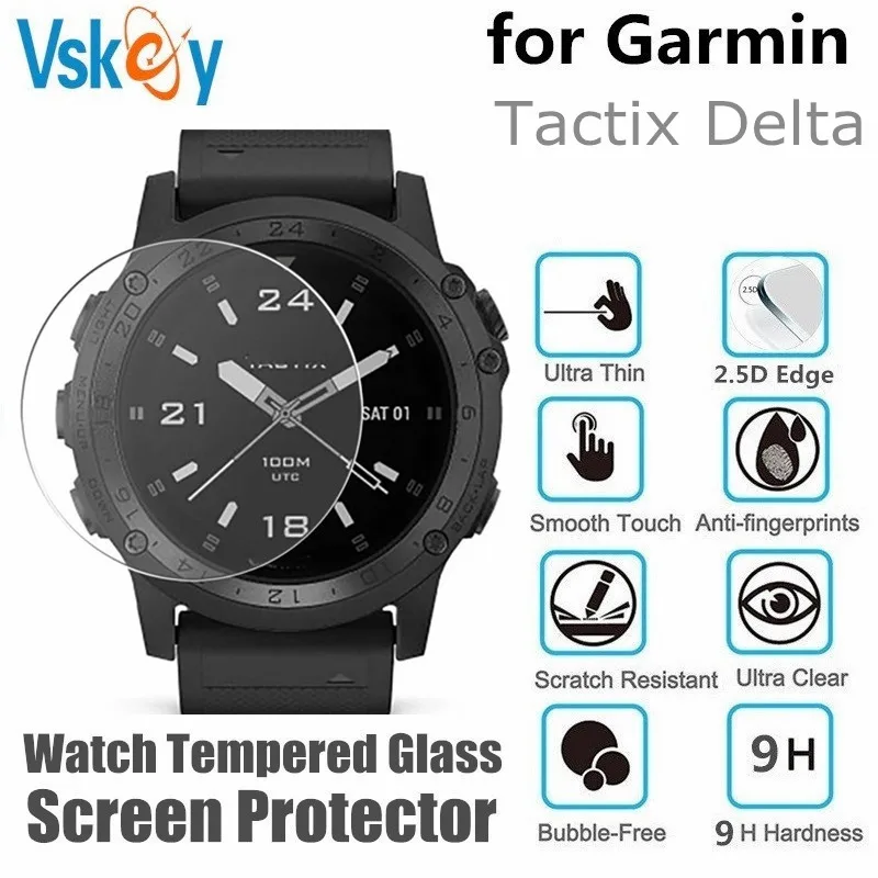 VSKEY 10PCS Tvrdeného Skla pre Garmin Tactix Delta Round Sledovať Screen Protector Priemer 40.5 mm Ochranný Film 3