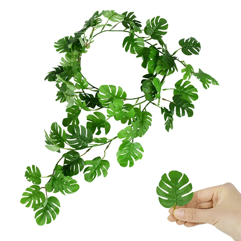 1Pcs Umelé Korytnačka Leaf Veniec Zelený Hodváb Listy Brečtanu Viniča Pre Domov, Záhradu Visí Dekor Letné Svadobné Hawaii Party Garland 0