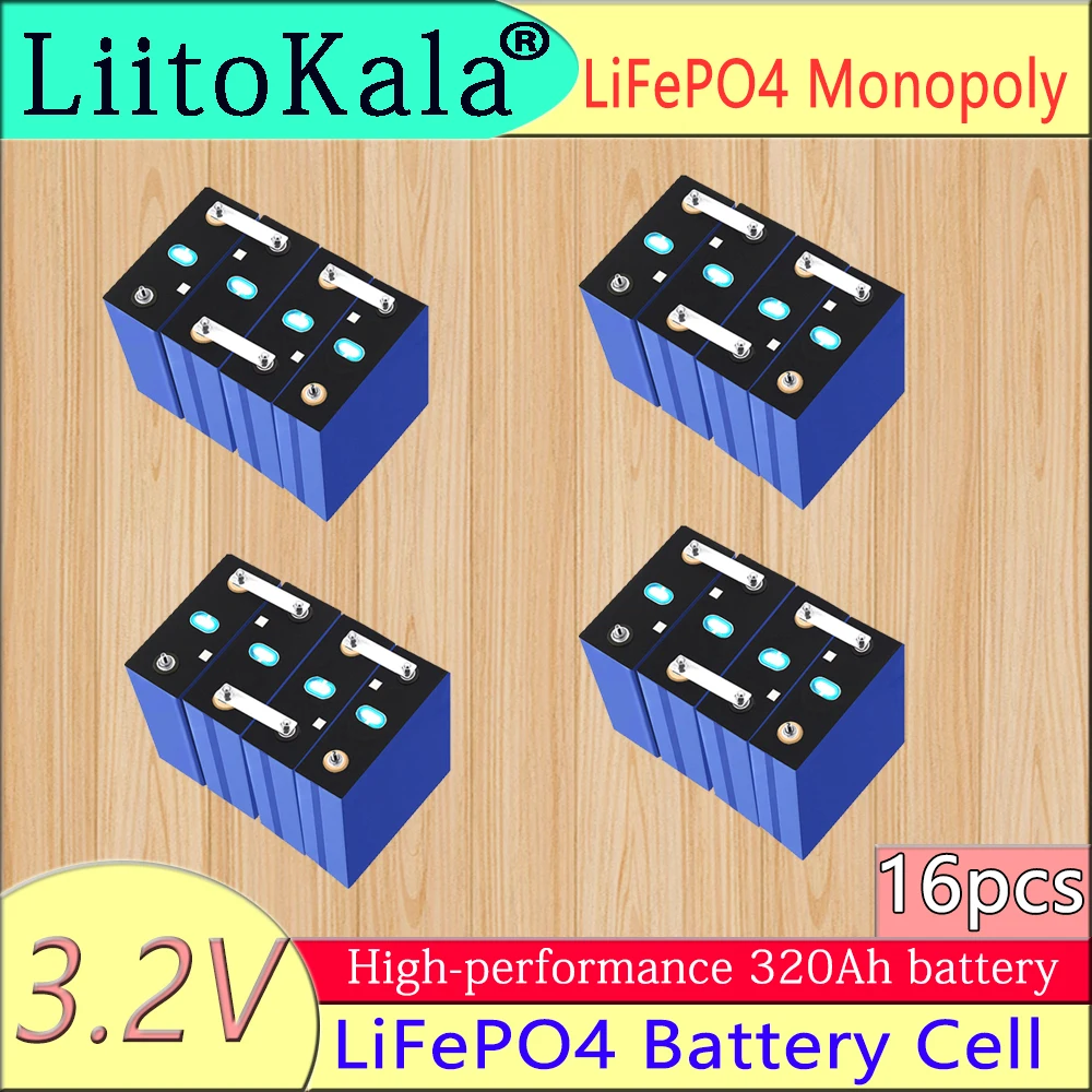 LiitoKala 16pc 3.2 V 320Ah 280Ah lifepo4 pre elektrické vozidlo RV solárny systém na ukladanie nabíjateľná batéria 12V 24V batéria 0