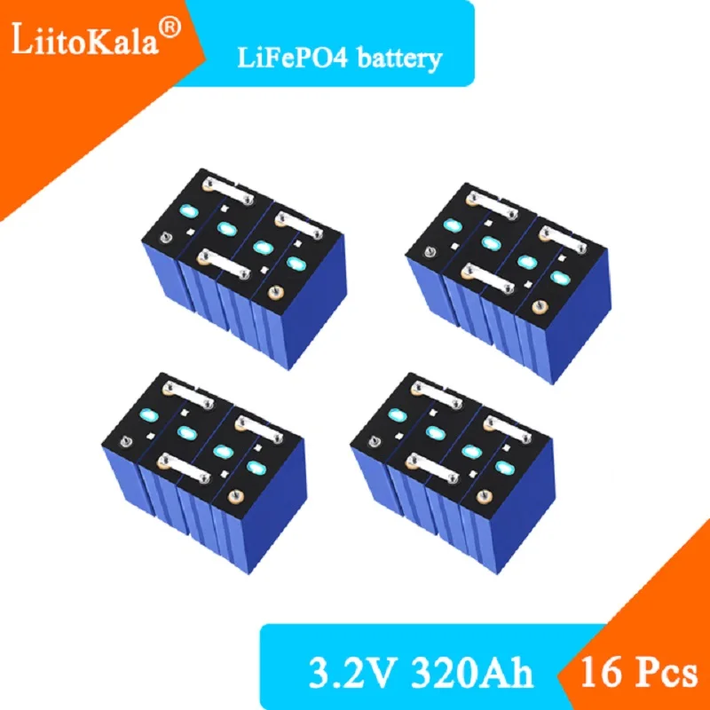 LiitoKala 16pc 3.2 V 320Ah 280Ah lifepo4 pre elektrické vozidlo RV solárny systém na ukladanie nabíjateľná batéria 12V 24V batéria 4