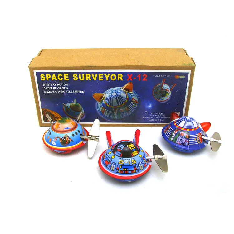 [Zábavné] 3ks/, veľa Dospelých Kolekcia Retro Vietor až hračka Kovov Cín UFO vesmírnej lode priestor surveyor spaceman Hodinky hračky vintage hračka 0