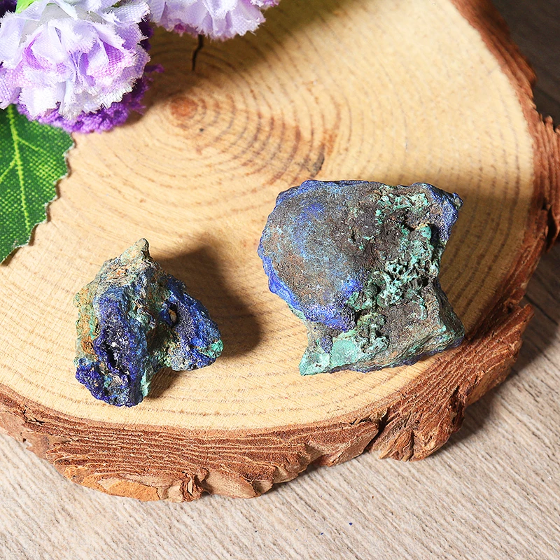 Prírodné Azurite Malachit Geode Crystal Minerálne Vzor Reiki Liečenie Surový Kameň Modrý Medené Rudy Pre Home Decor 3