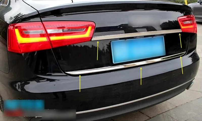 Pre Audi A6L C7 2012-Auto Príslušenstvo Vonkajšie Ocele Chrome Zadné Dvere batožinového priestoru Dekorácie Panel Pásy Kryt Výbava 2ks 4