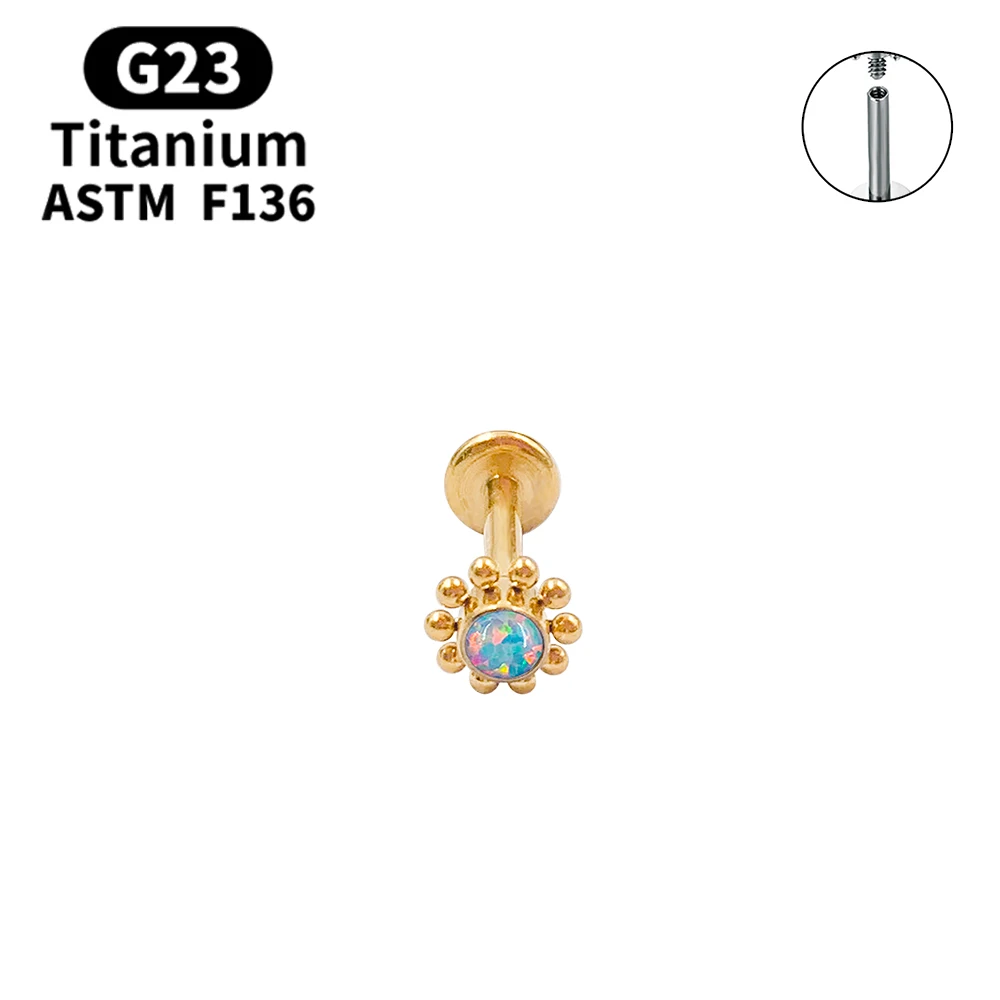 2021 Roztomilý Opal Náušnice G23 Titán 16 G Lip Stud Náušnice Chrupavky Špirála Náušnice, Piercing Módne Dámske Šperky Darček 2