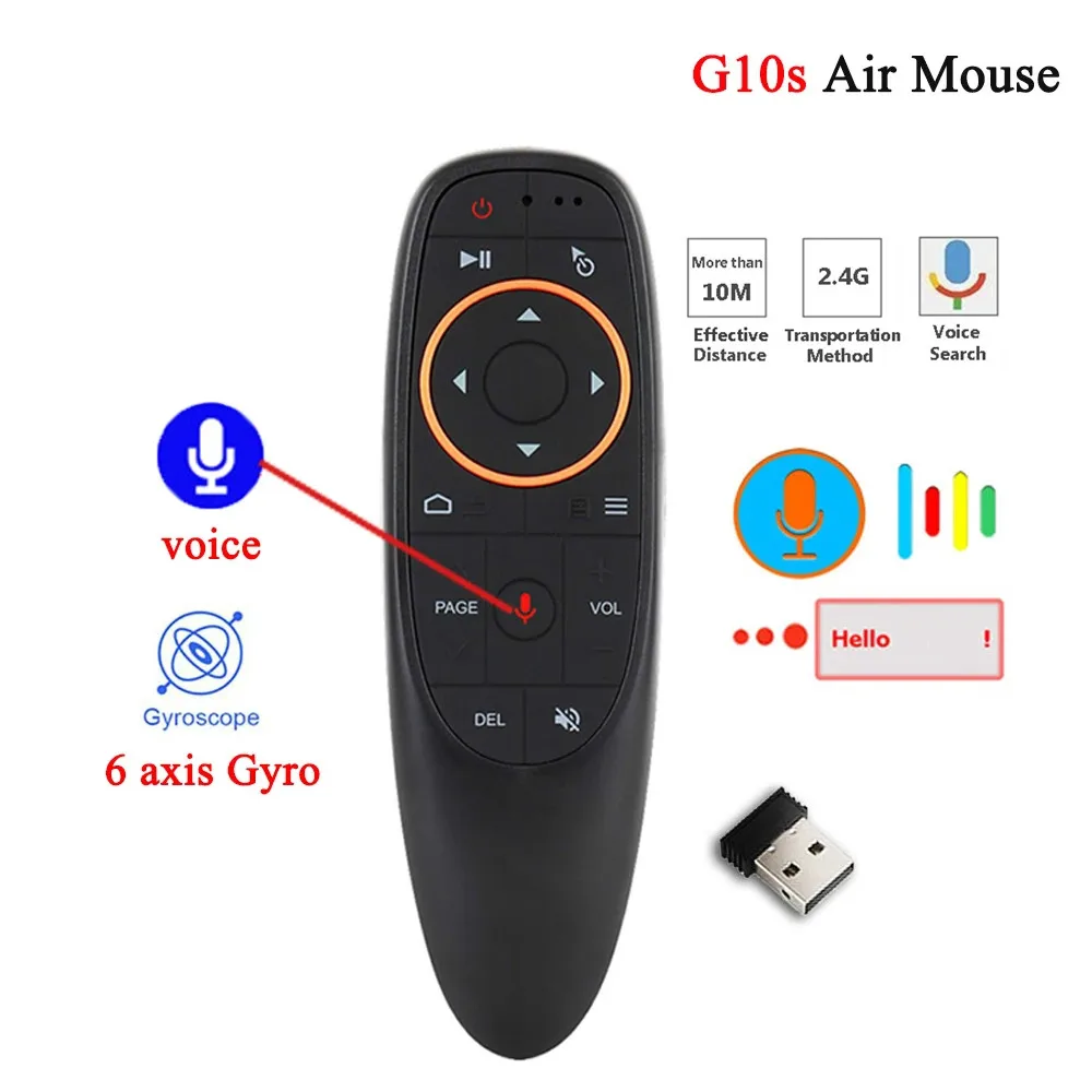 Hlas Diaľkové Ovládanie G10 G10S Bluetooth Vzduchu Remote Mouse 2.4 G Bezdrôtový Gyroskop pre Android tv box H96 Max X3 2