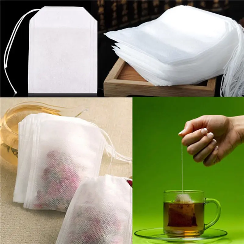 Teabags 5.5x7CM potravinársky Prázdne Parfumované Čajové vrecúška Infuser S Reťazcom Liečiť Tesnenie Filtračný Papier Pre Bylina Sypaného Čaju Bolsas De Te 2