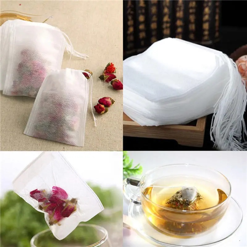 Teabags 5.5x7CM potravinársky Prázdne Parfumované Čajové vrecúška Infuser S Reťazcom Liečiť Tesnenie Filtračný Papier Pre Bylina Sypaného Čaju Bolsas De Te 4